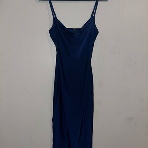 Cowl Neck Navy Slip Dress, XS, SHEIN